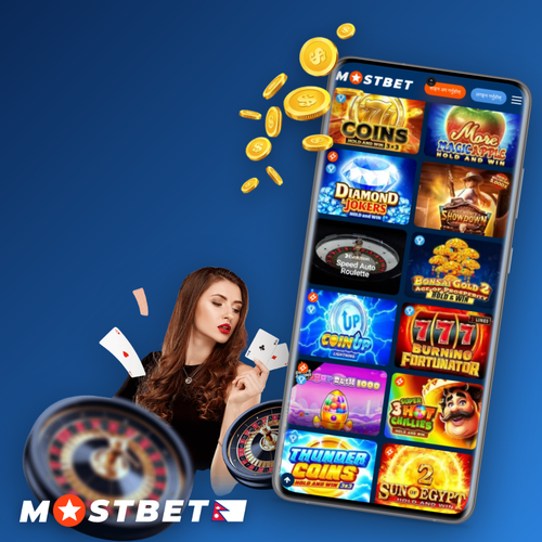 Mostbet Casino lobby on mobile with slots, roulette and card games in NPR
