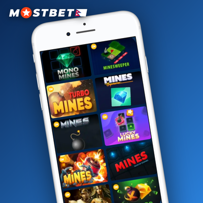 Mostbet Mines tile showing two mines and many gems for a steady multiplier climb